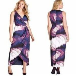 Mynt 1792 Faux‎ Wrap Geometric Print Satin Midi Dress Size 10